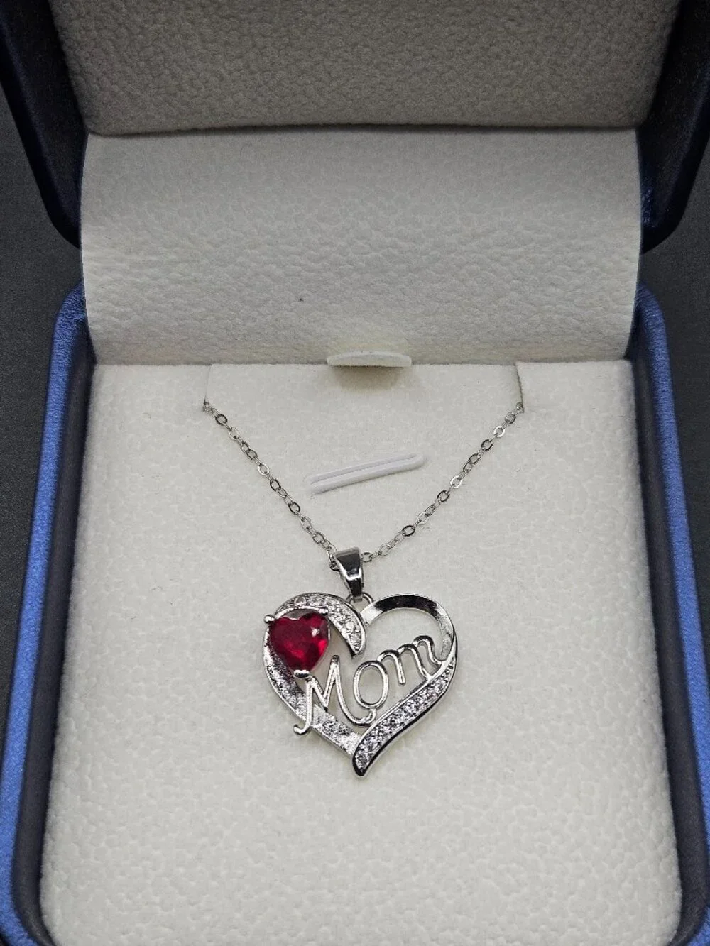 S925 Sterling Silver Mom Heart 20in Adjustable Necklace